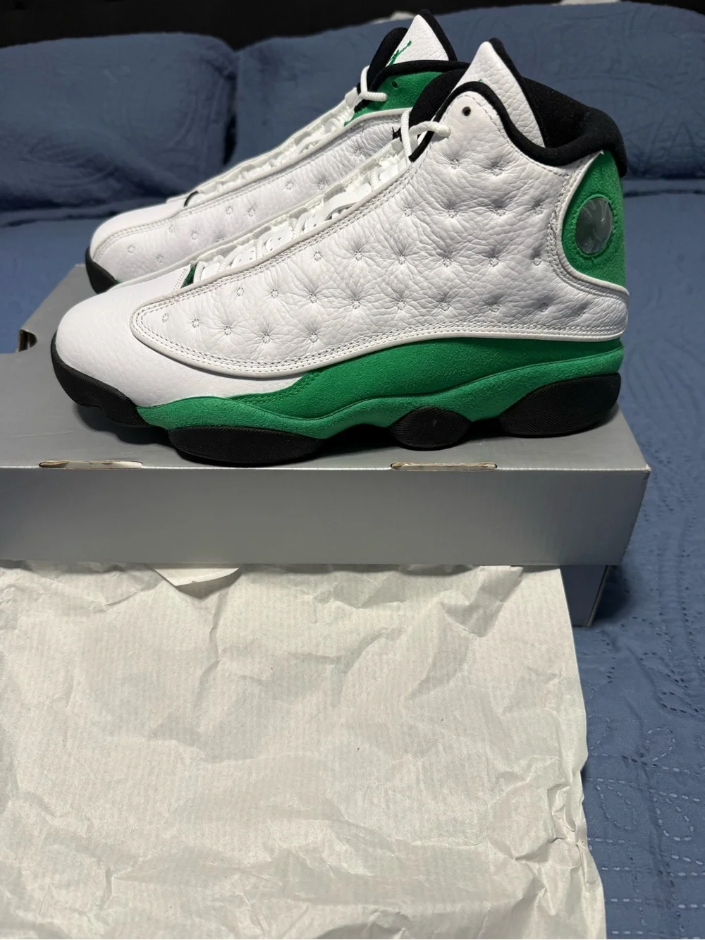 Jordan Retro 13 White & Green Basketball Shoes